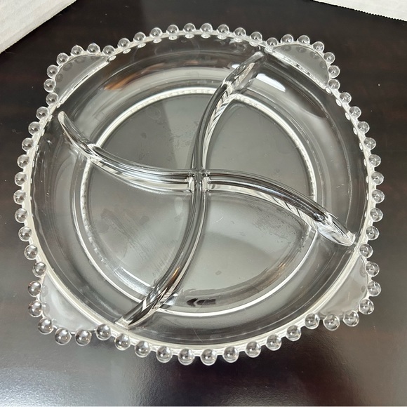 Imperial Glass Candlewick 4 Part Swirl Divided Snack Dish w/4 Handle Relish - Picture 4 of 10